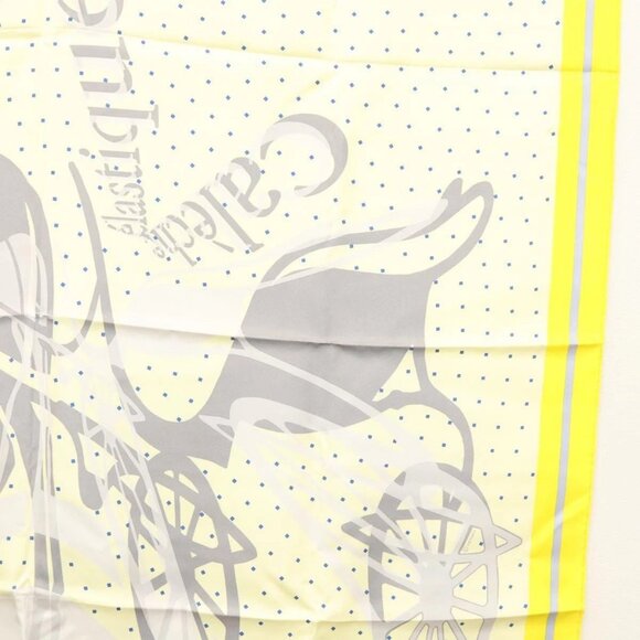 HERMES Carre 90 Scarf ""CALECHE ELASTIQUE "" Silk Yellow Auth - Picture 8 of 16
